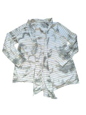 Purejill Fit 100% Cotton Striped Cardigan-White/Gray Tie-Dye-Large-GUC